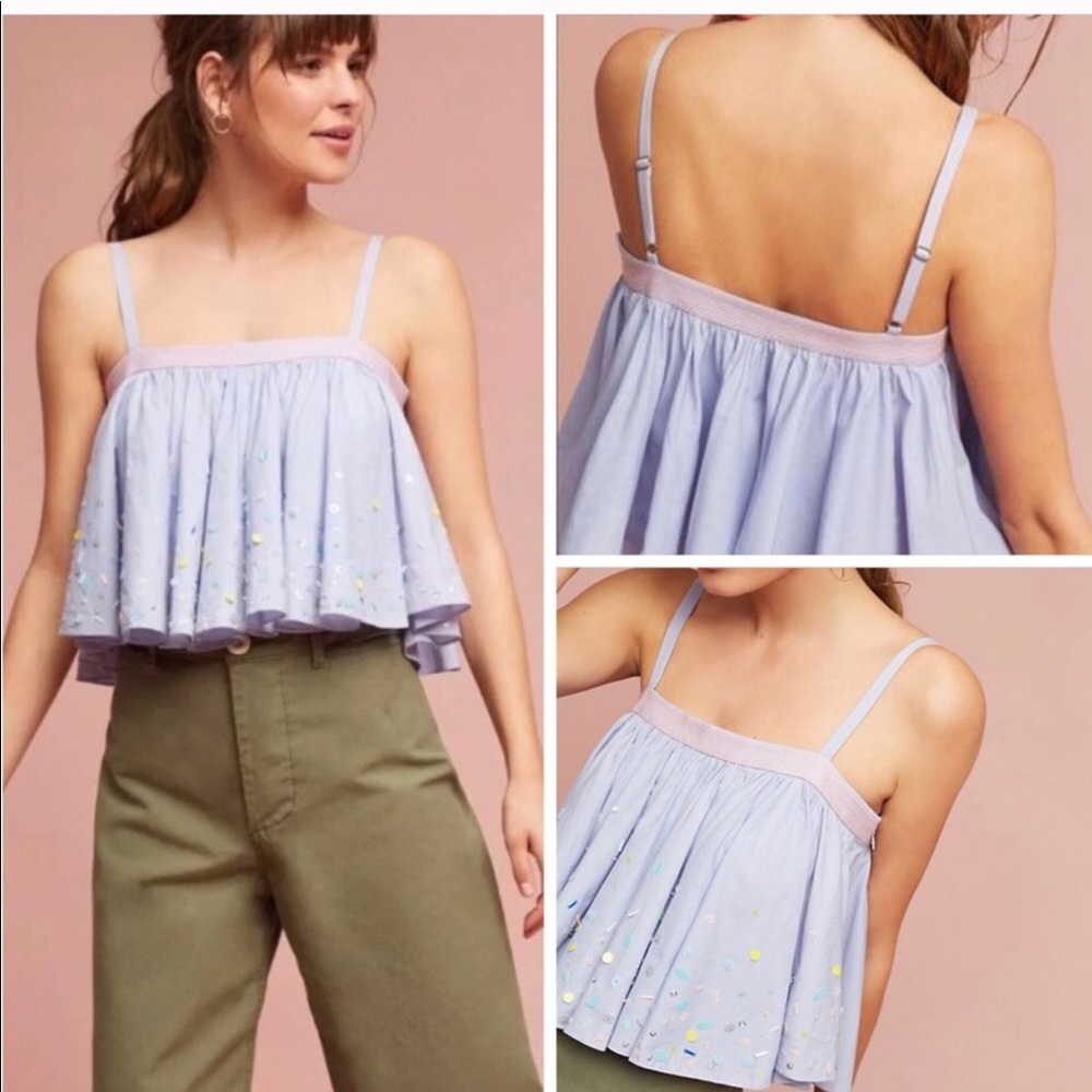 Anthropologie pankaj & nidhi crop blouse sequins